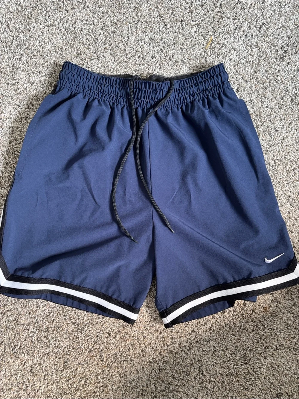 Nike Men’s Navy Blue Dri fit Athletic Shorts with Black Drawstring